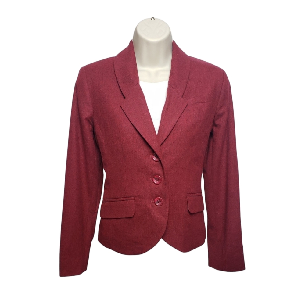 Vtg Pendleton Wool Blazer Cranberry Red Holiday Country Clothes Size 6 Petite
